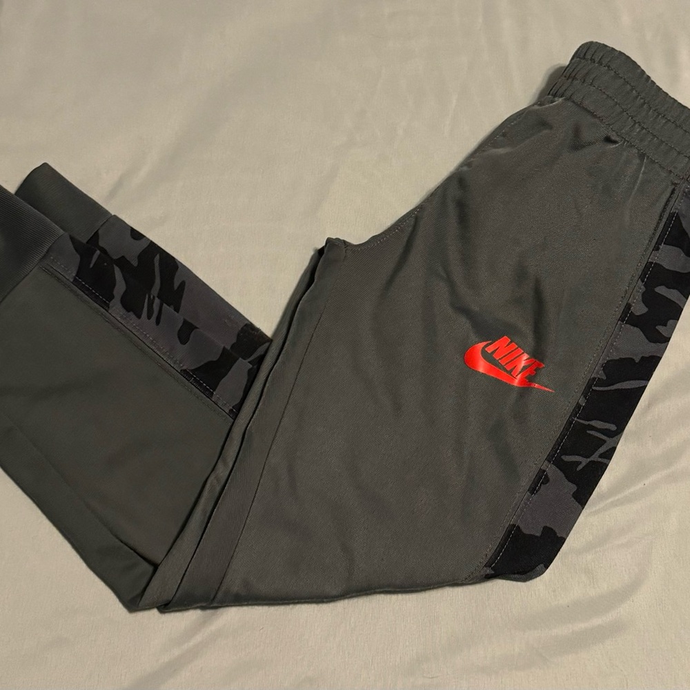 Nike Joggers Bright Red Logo w/ Gray and Black Camo Stripe each Leg